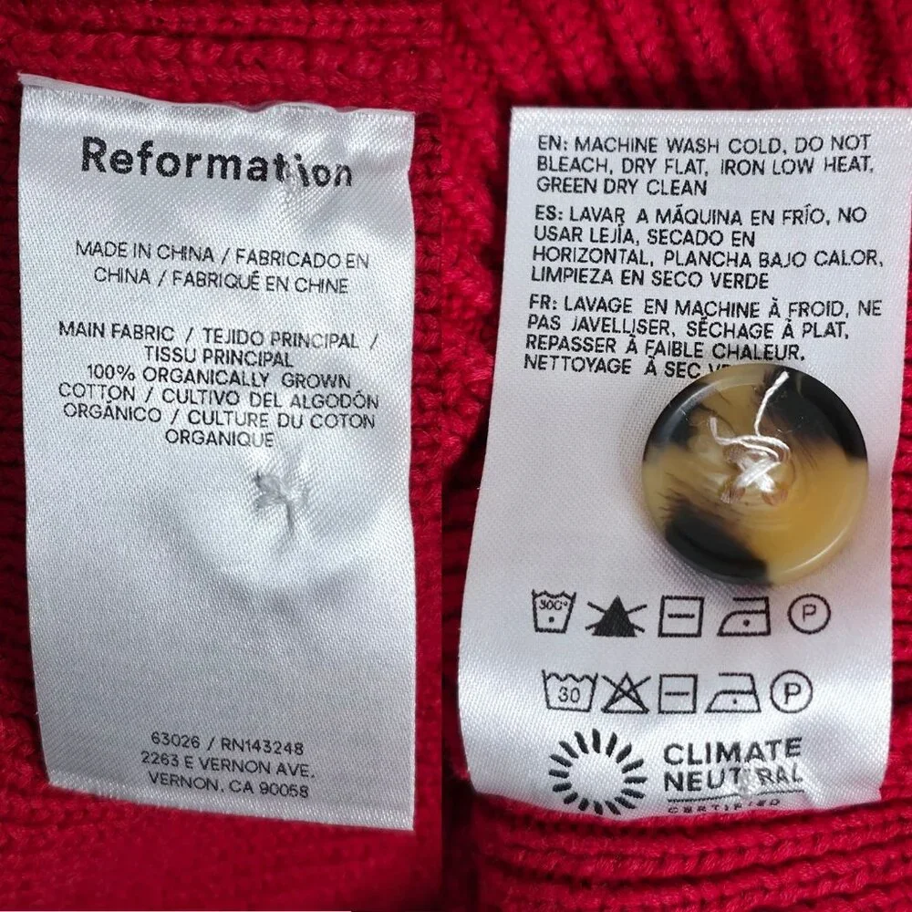 Reformation Brooklyn Sweater Sundried Tomato Red Cotton Polo Henley Size L NWT - Picture 8 of 11